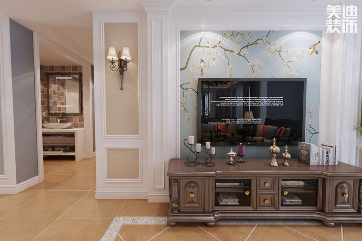 恒廣國(guó)際景園127平米美式風(fēng)格裝修效果圖--電視