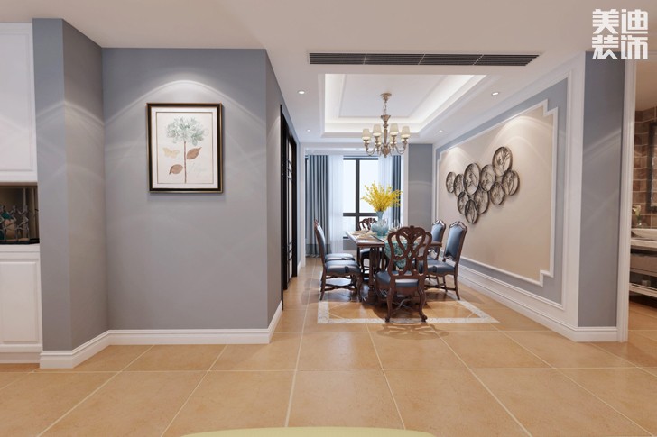 恒廣國(guó)際景園127平米美式風(fēng)格裝修效果圖--餐廳