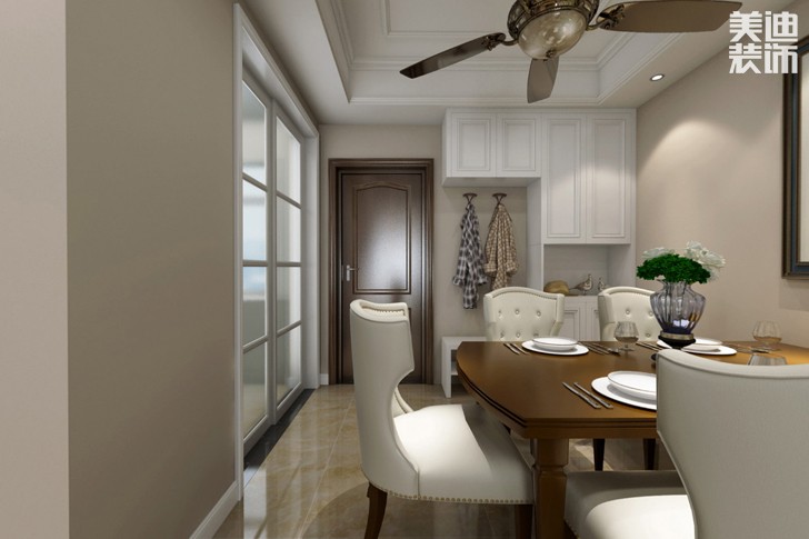 江河雙水灣108平米美式風(fēng)格裝修效果圖--餐廳
