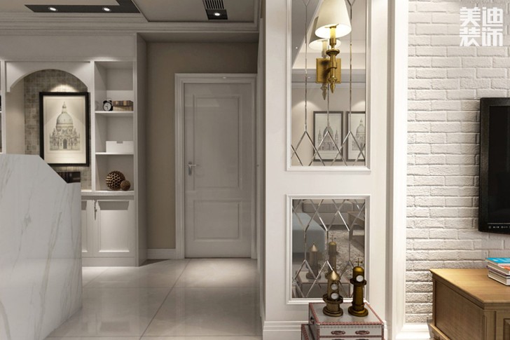金茂梅溪湖107平米歐式風(fēng)格裝修效果圖--過道
