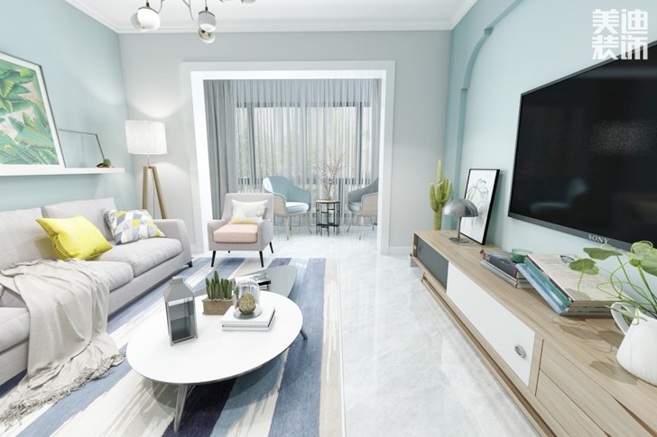 澳海瀾庭140北歐風(fēng)格裝修效果圖--客廳