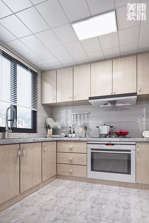 長(zhǎng)房云時(shí)代120平中式輕奢風(fēng)裝修案例效果圖--廚房