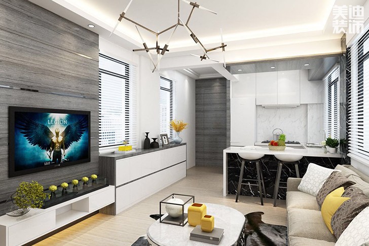 文苑大廈138平現(xiàn)代裝修案例效果圖--客廳