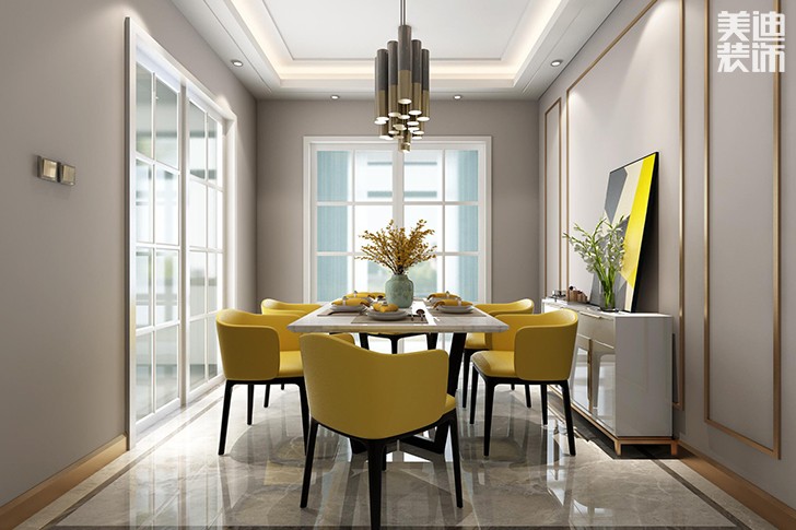 新華聯(lián)夢想城109平現(xiàn)代輕奢風裝修案例效果圖--餐廳