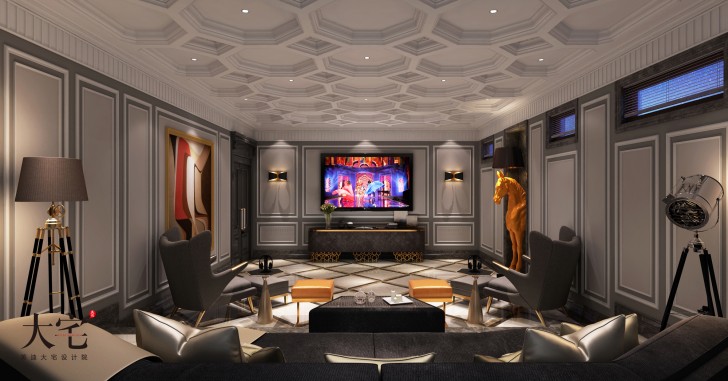 青竹園1000平米法式獨棟裝修案例效果圖--影音室