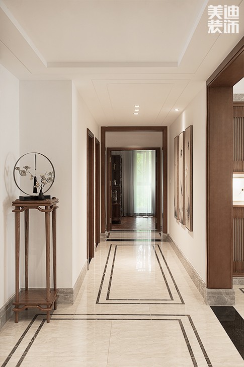 青竹園·曦園 295㎡書香之家，新中式裝修實拍圖--過道