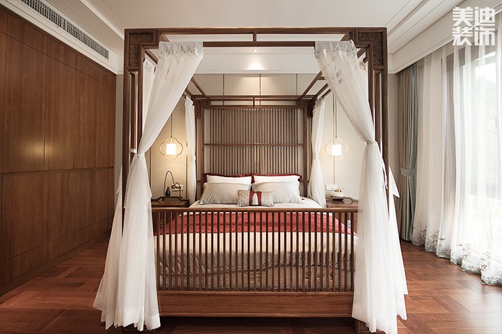 青竹園·曦園 295㎡書香之家，新中式裝修實拍圖--臥室