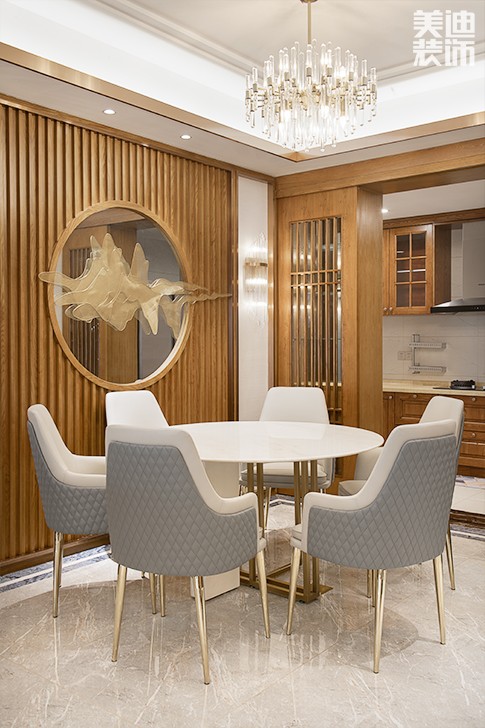 江山壹號(hào)180平米新中式風(fēng)格裝修案例實(shí)拍圖--餐廳