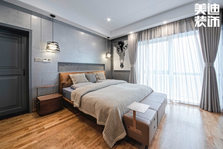 北辰定江洋260㎡現(xiàn)代混搭風(fēng)格裝修案例實(shí)拍圖-臥室