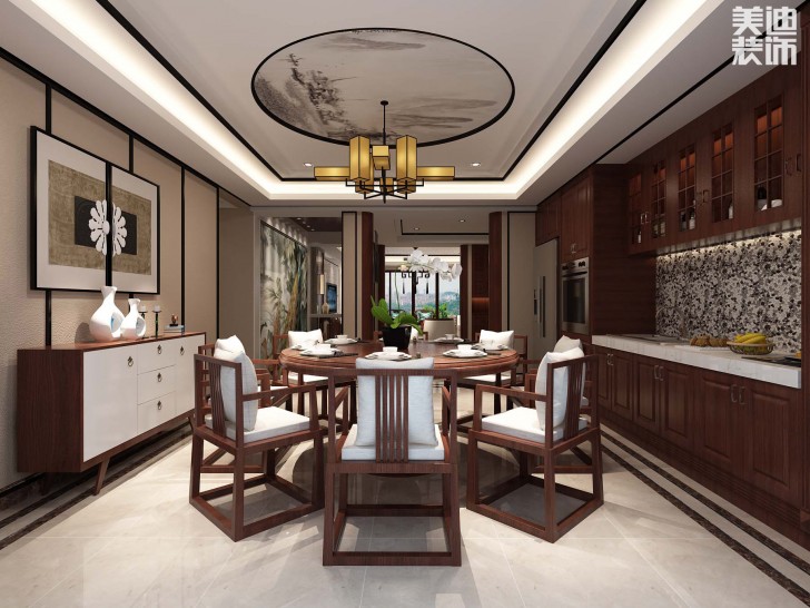 海倫春天460平米中式風(fēng)格案例效果圖--餐廳