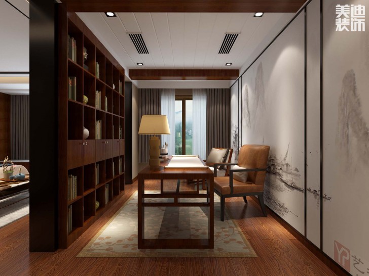 海倫春天460平米中式風(fēng)格案例效果圖--書房