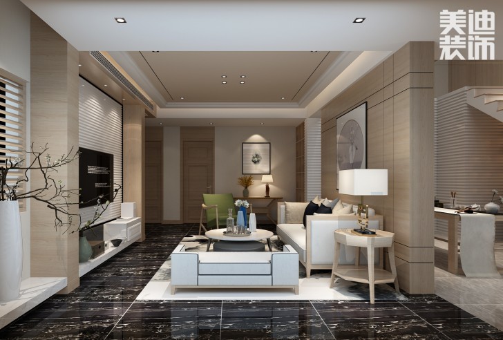 艾美瀟湘220平米新中式風(fēng)格案例圖--客廳