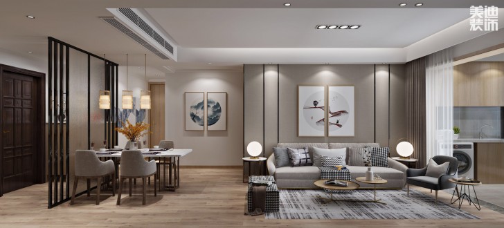 中建嘉和城108平米現(xiàn)代日式風(fēng)格案例效果圖--客廳
