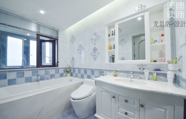 江山一號200平米灰調美式風格實拍案例--衛(wèi)生間