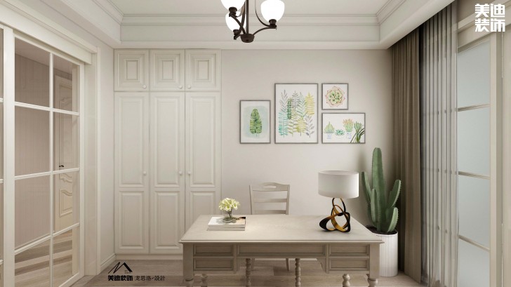 中航城140平米美式風格裝修案例效果圖--書房