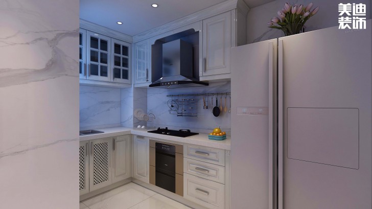 君華御庭87平方米法式網(wǎng)紅風(fēng)格裝修案例效果圖--廚房