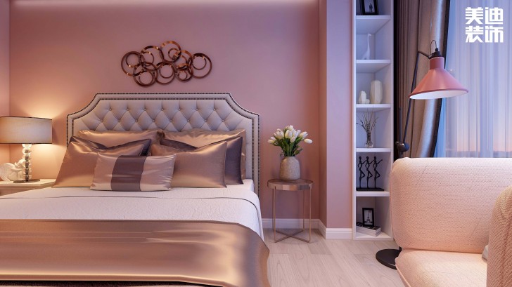 君華御庭87平方米法式網(wǎng)紅風(fēng)格裝修案例效果圖--臥室