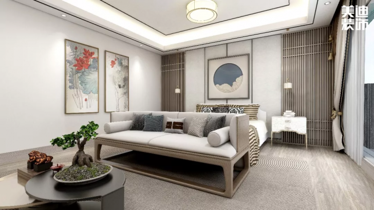 平安象湖風情453平方米新中式案例效果圖--臥室