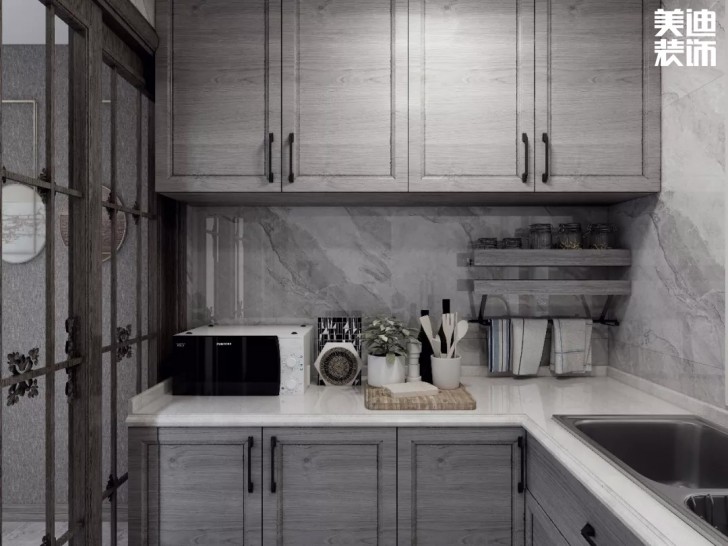 北大資源理想家園116平方米新中式案例效果圖--廚房