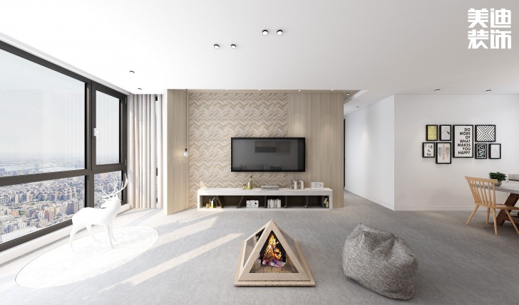 嘉和城138平米北歐極簡(jiǎn)風(fēng)格案例效果圖--客廳