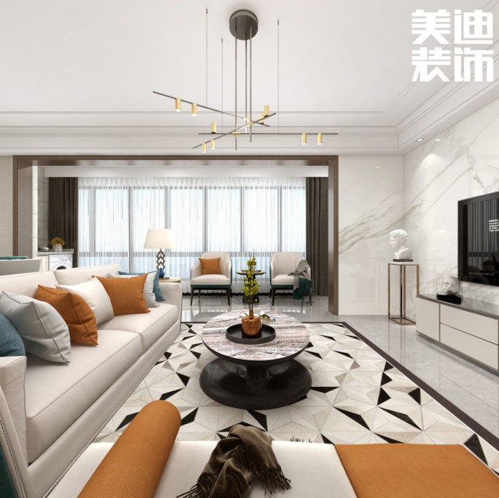 建發(fā)悅府130㎡現(xiàn)代風(fēng)格案例效果圖--客廳