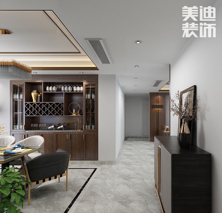 吉首新豪園小區(qū)170平米新中式風裝修案例效果圖-過道