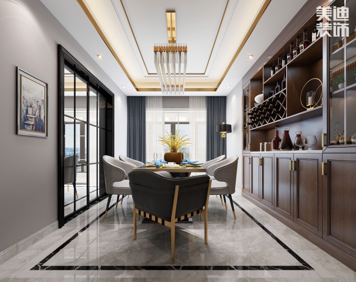 吉首新豪園小區(qū)170平米新中式風裝修案例效果圖-餐廳