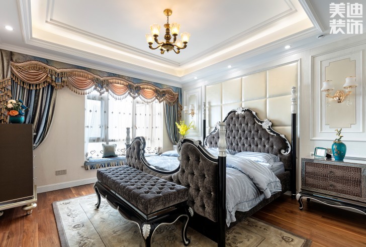 雙灣國際215平米法式輕奢風(fēng)裝修案例實(shí)拍圖-臥室