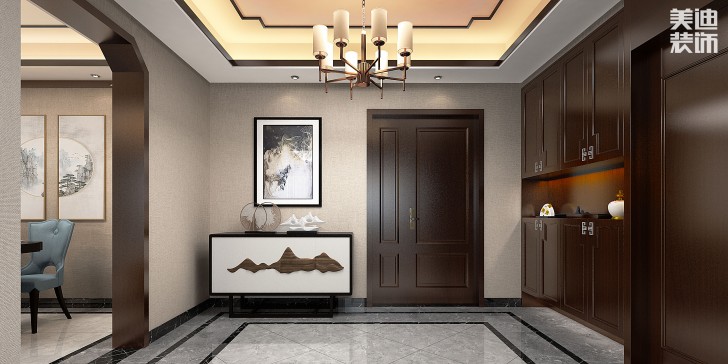 吉首新豪園小區(qū)170平米新中式風裝修案例效果圖-玄關(guān)