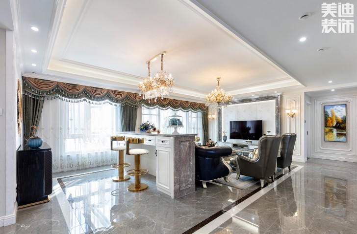 雙灣國際215平米法式輕奢風(fēng)裝修案例實(shí)拍圖-吧臺