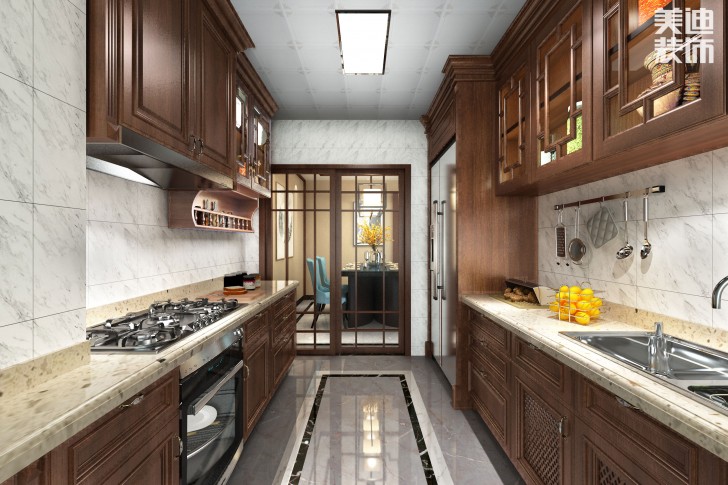 吉首新豪園小區(qū)170平米新中式風裝修案例效果圖-廚房