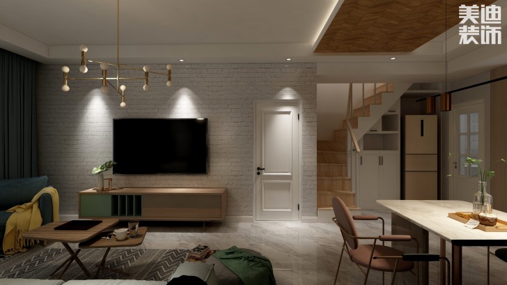 陽光城98㎡北歐風(fēng)格案例效果圖