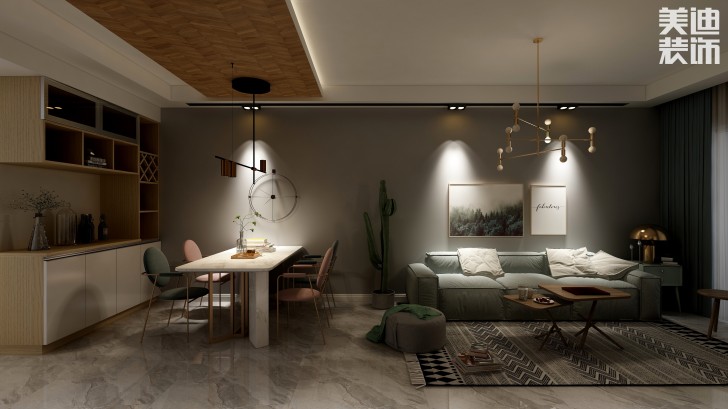 陽光城98㎡北歐風(fēng)格案例效果圖