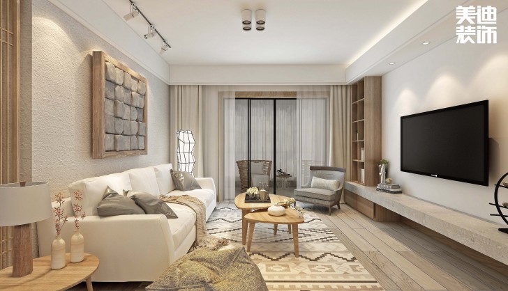 江山帝景160平方米日式風(fēng)格案例效果圖--客廳