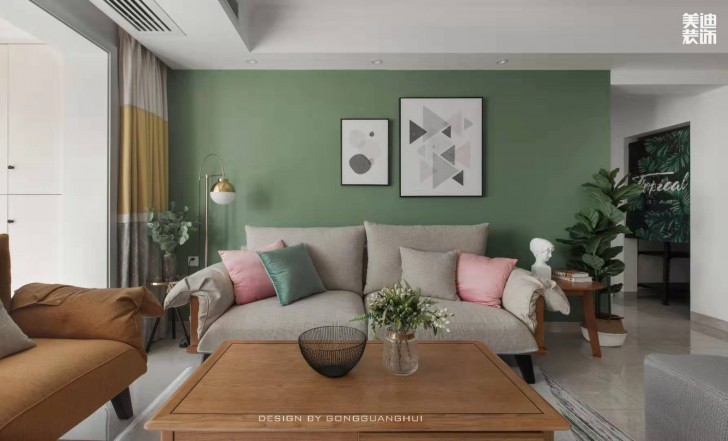 北京御園130平方米北歐風(fēng)格案例效果圖--客廳