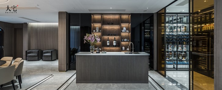 青竹湖曦園800平方米現(xiàn)代極簡(jiǎn)風(fēng)案例效果圖-水吧