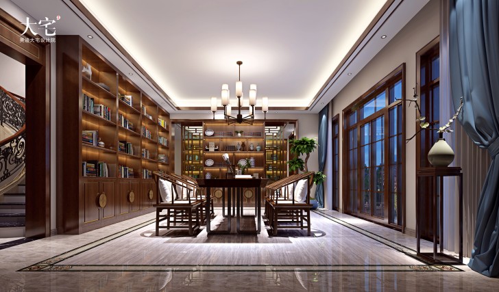 青竹湖聞鶯苑800平方米新中式風(fēng)格案例效果圖-茶室