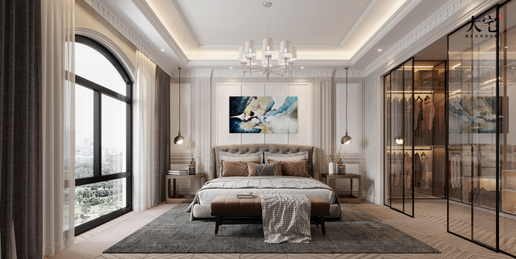 格蘭小鎮(zhèn)430平方米輕奢法式風格案例效果圖-臥室