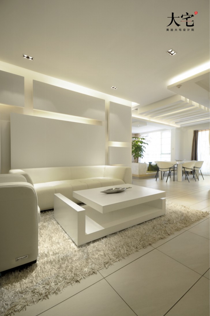 卓越蔚藍(lán)海岸145平方米現(xiàn)代極簡風(fēng)案例效果圖-客廳