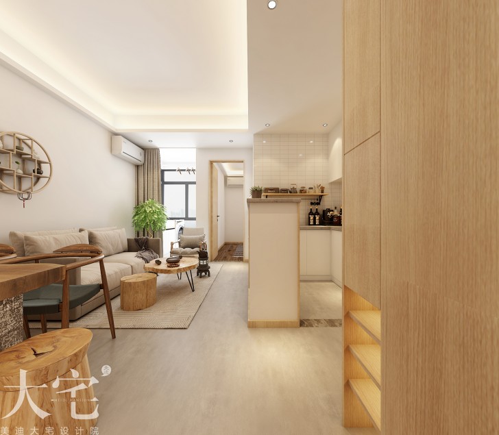 五一廣場商圈50平方米北歐風(fēng)格民宿公寓案例效果圖-過道