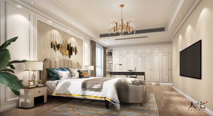 湘江壹號(hào)220平方米歐式風(fēng)格案例效果圖-臥室