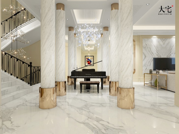 青竹園云樹苑800平方米現(xiàn)代輕奢風(fēng)格案例效果圖-過道