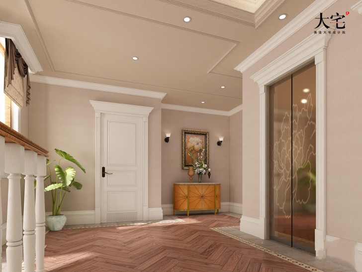 昆侖和府1300平方米美式風(fēng)格案例效果圖-門廳