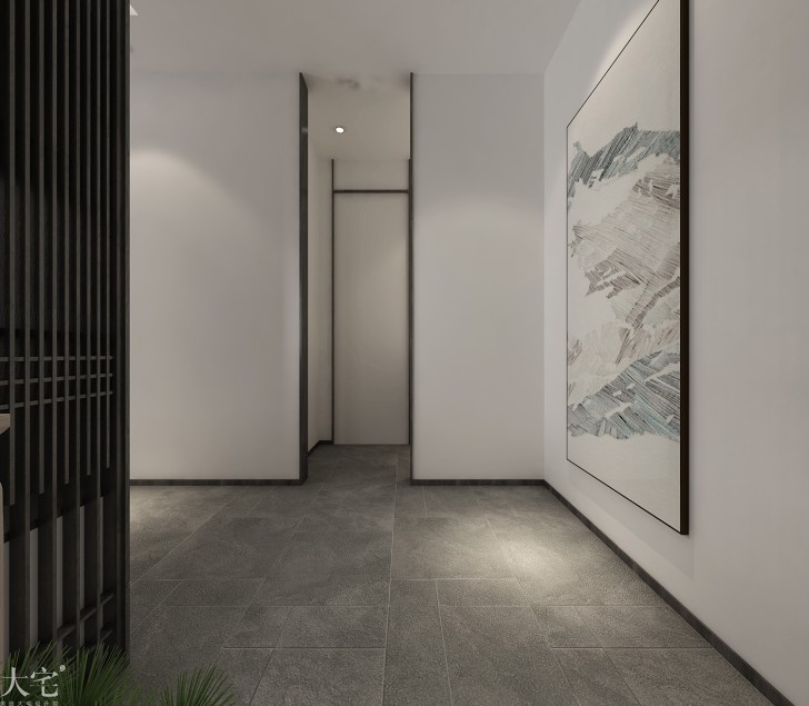 樹木嶺自然公寓120平方米新中式風(fēng)格茶室案例效果圖-過道