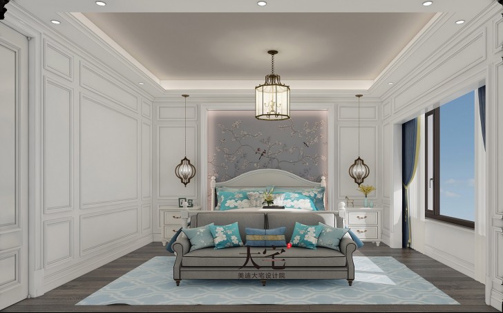 湘江壹號220平方米簡美風(fēng)格案例效果圖-臥室