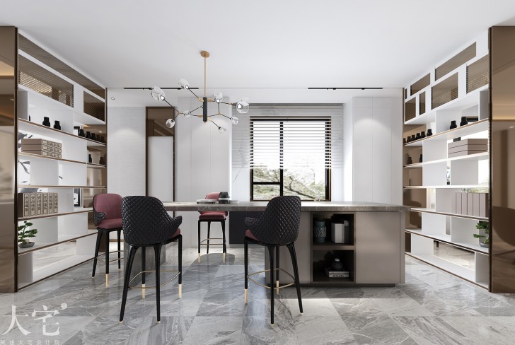 梅溪香山500平方米現(xiàn)代輕奢風(fēng)格案例效果圖-書房