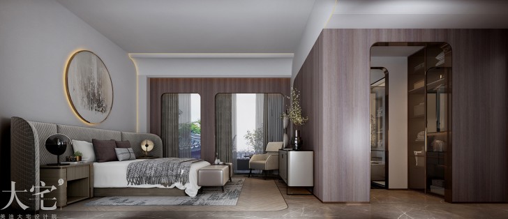 綠城高爾夫小鎮(zhèn)400平方米現(xiàn)代輕奢風格案例效果圖-臥室