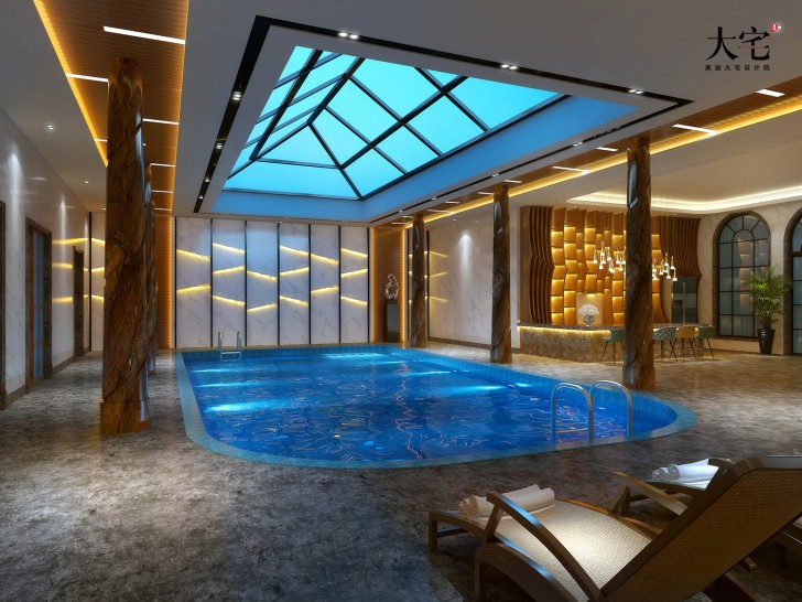 青竹園云樹苑800平方米現(xiàn)代輕奢風(fēng)格案例效果圖-泳池