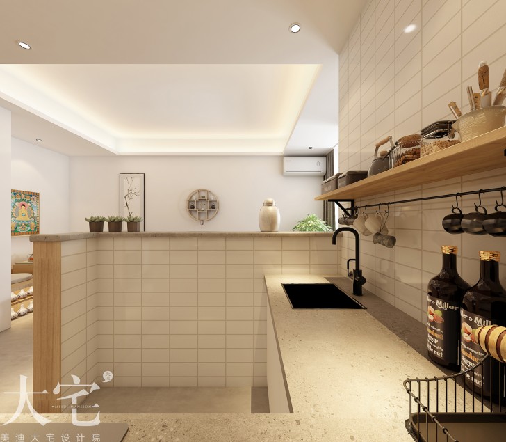 五一廣場商圈50平方米北歐風(fēng)格民宿公寓案例效果圖-廚房