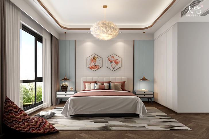 橘郡禮頓山620平方米中式風(fēng)格案例效果圖-臥室